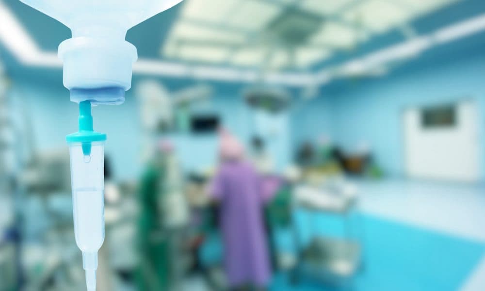 Intravenous infusion tube equipment in hospital. Health patient concept. Heat treatment could make chemotherapy more effective