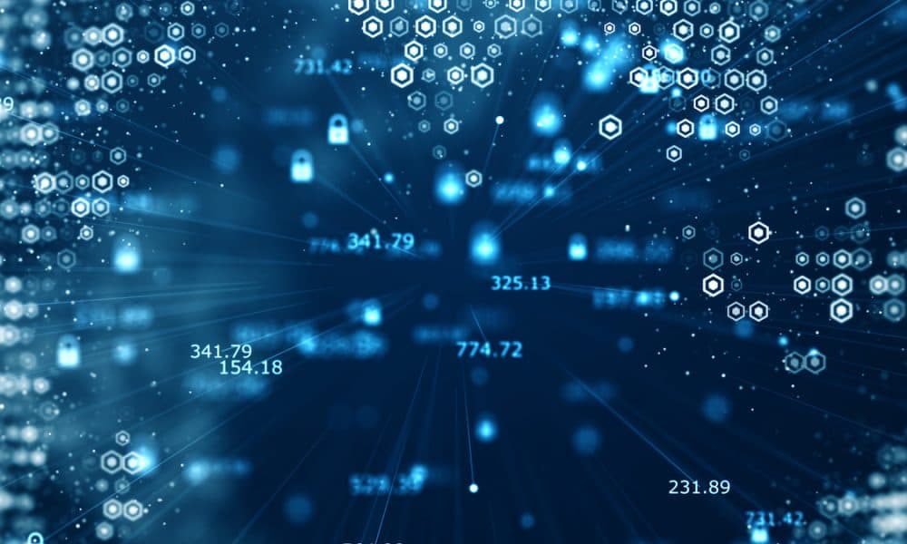 Cyber security and global communication concept. Analysis of information. Technology data binary code network conveying connectivity, Data and information protection protocol. NHS begins testing phase of private care data programme