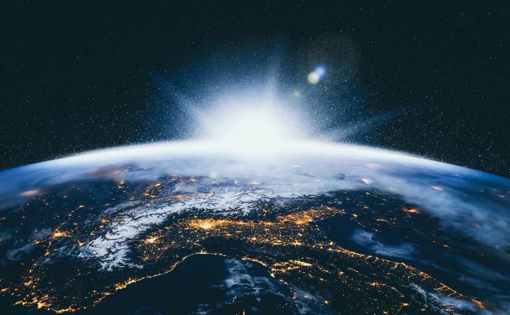 A flat shot of the earth from space