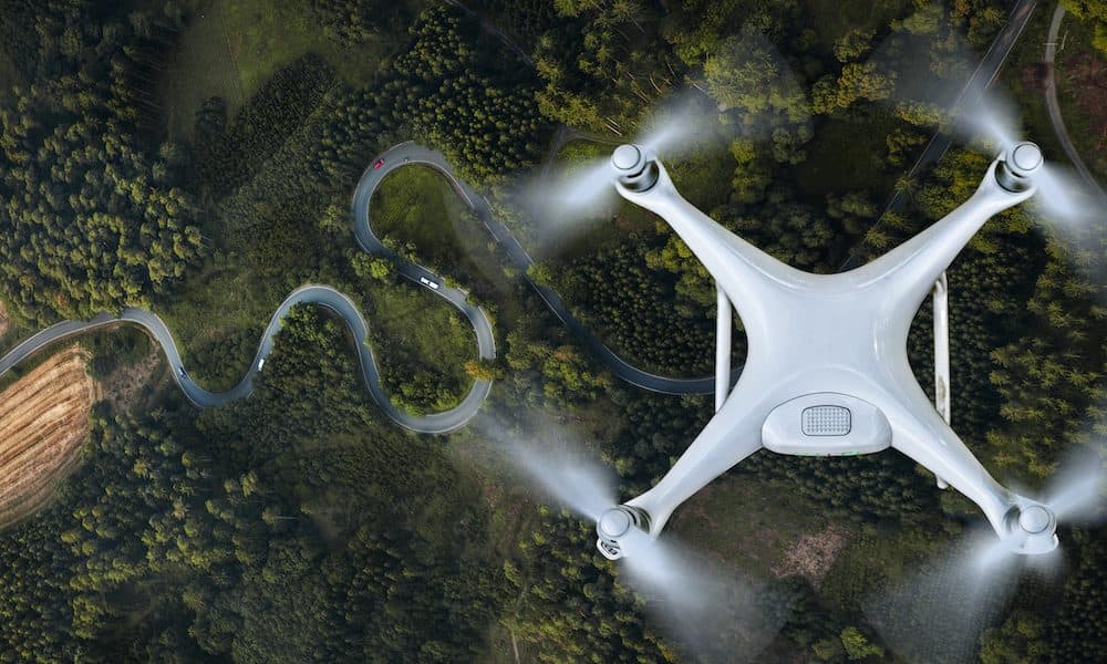 Drone,Flying,Over,Landscape. Could drones save cardiac arrest victims?