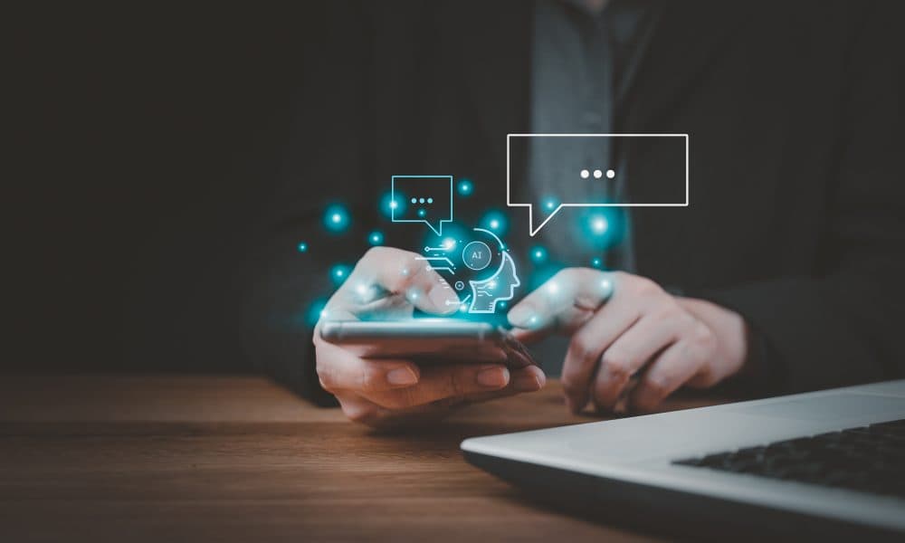 Businessman using chatbot in smartphone intelligence Ai. Chat GPT with AI Artificial Intelligence, developed by OpenAI generate. Futuristic technology, robot in online system. Database smart chatbox. 30 years of patient empowerment—and what comes next