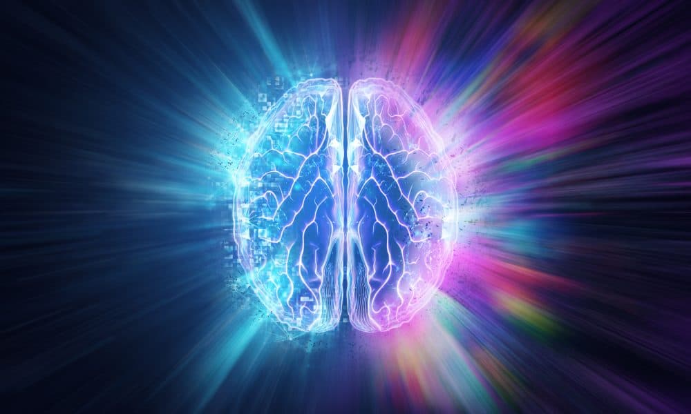 Creative background, the human brain on a blue background, the hemisphere is responsible for logic, and responsible for creativity. of different hemispheres of the brain, 3D illustration, 3D render The tech accelerating ADHD and Alzheimer’s diagnosis