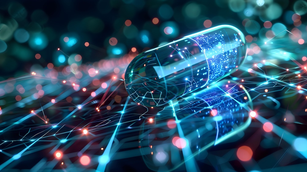 AI-Enhanced Medicine Pill Concept for Future Healthcare. Pill symbolizing integration of artificial intelligence in the development of future healthcare and advanced treatments Analysis: European Medicines Agency issues guidance on AI use in pharma regulatory science