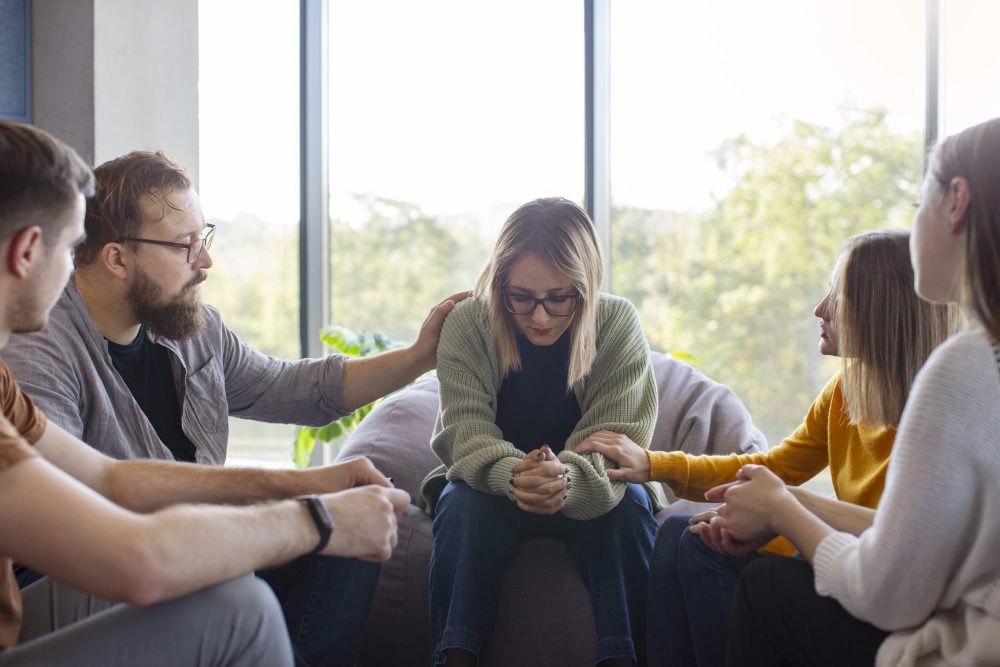 authentic-group-therapy-meeting A quarter of UK adults lost in the mental health crisis, study finds