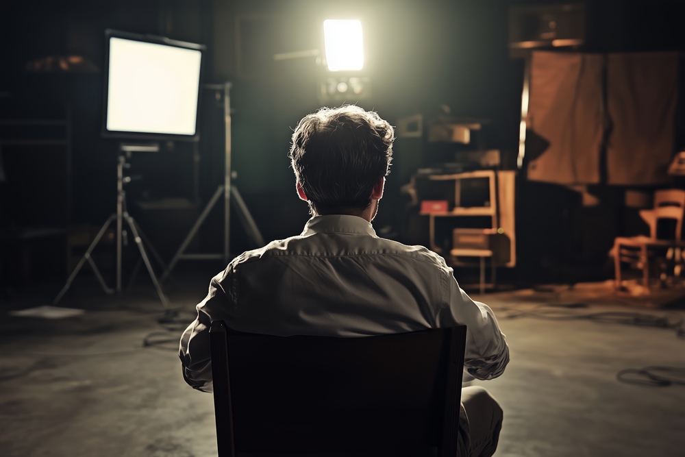 man-sits-chair-front-screen-with-light-it Loneliness costing UK film and TV industry £400m a year in poor mental health